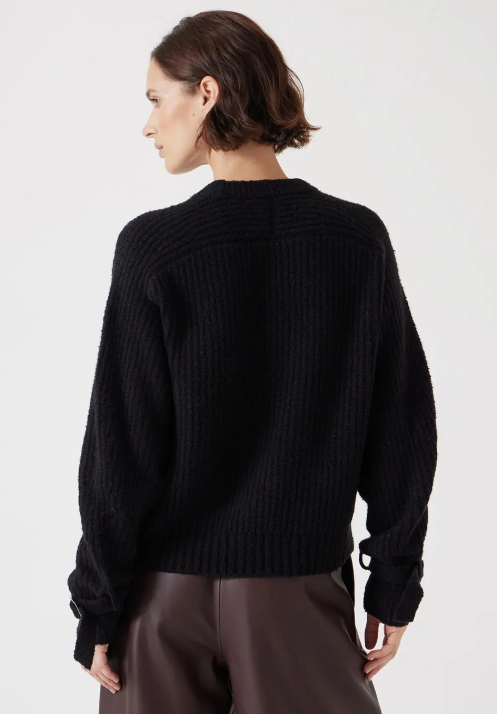 hush Jumpers & Cardigans|Tie and Buckle Detail Textured Knitted Jumper Black