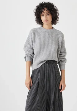 hush Jumpers & Cardigans|Tie and Buckle Detail Textured Knitted Jumper Grey Marl