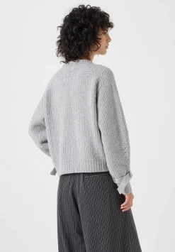 hush Jumpers & Cardigans|Tie and Buckle Detail Textured Knitted Jumper Grey Marl