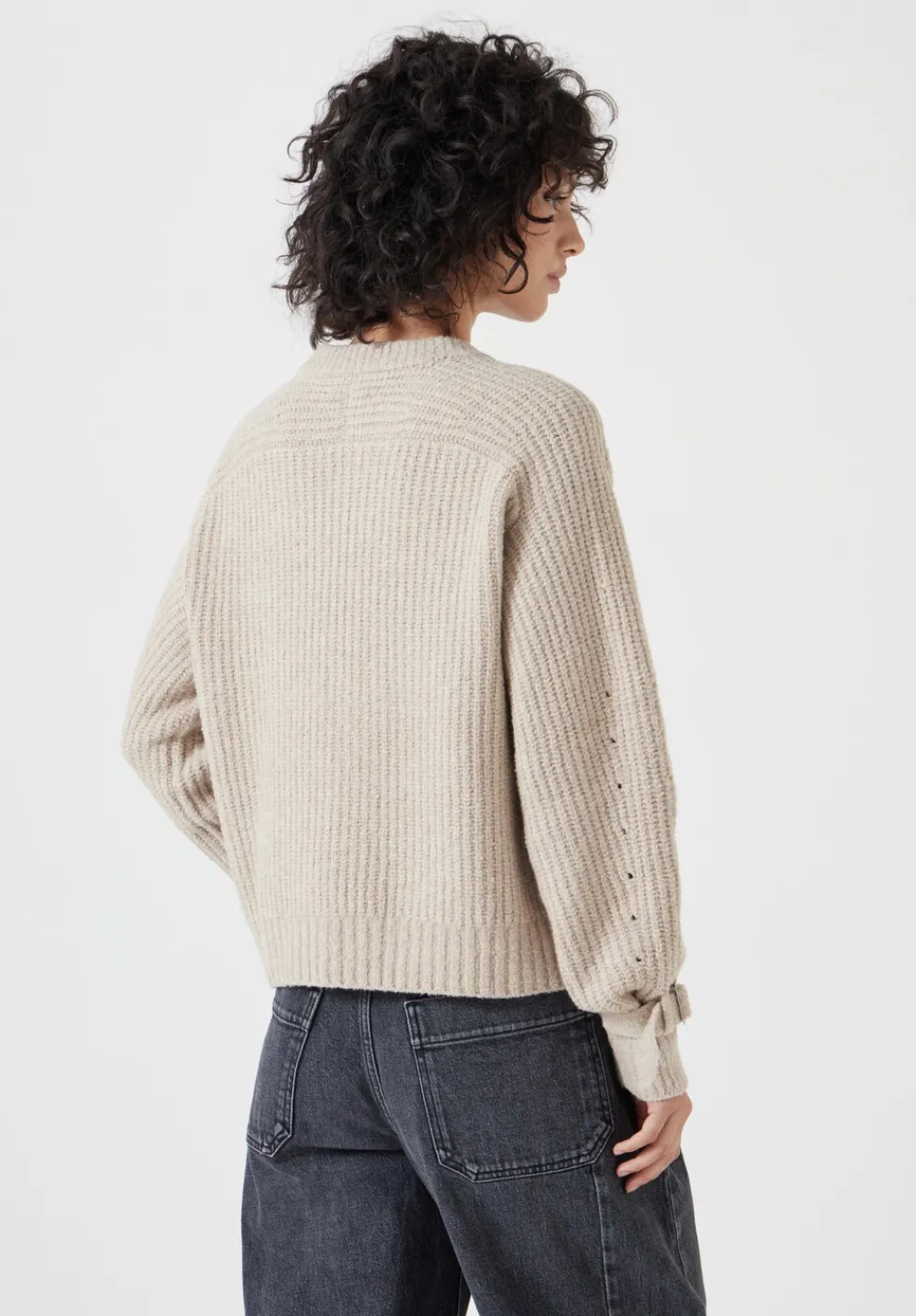 hush Jumpers & Cardigans|Tie and Buckle Detail Textured Knitted Jumper Light Beige