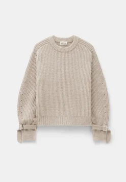 hush Jumpers & Cardigans|Tie and Buckle Detail Textured Knitted Jumper Light Beige