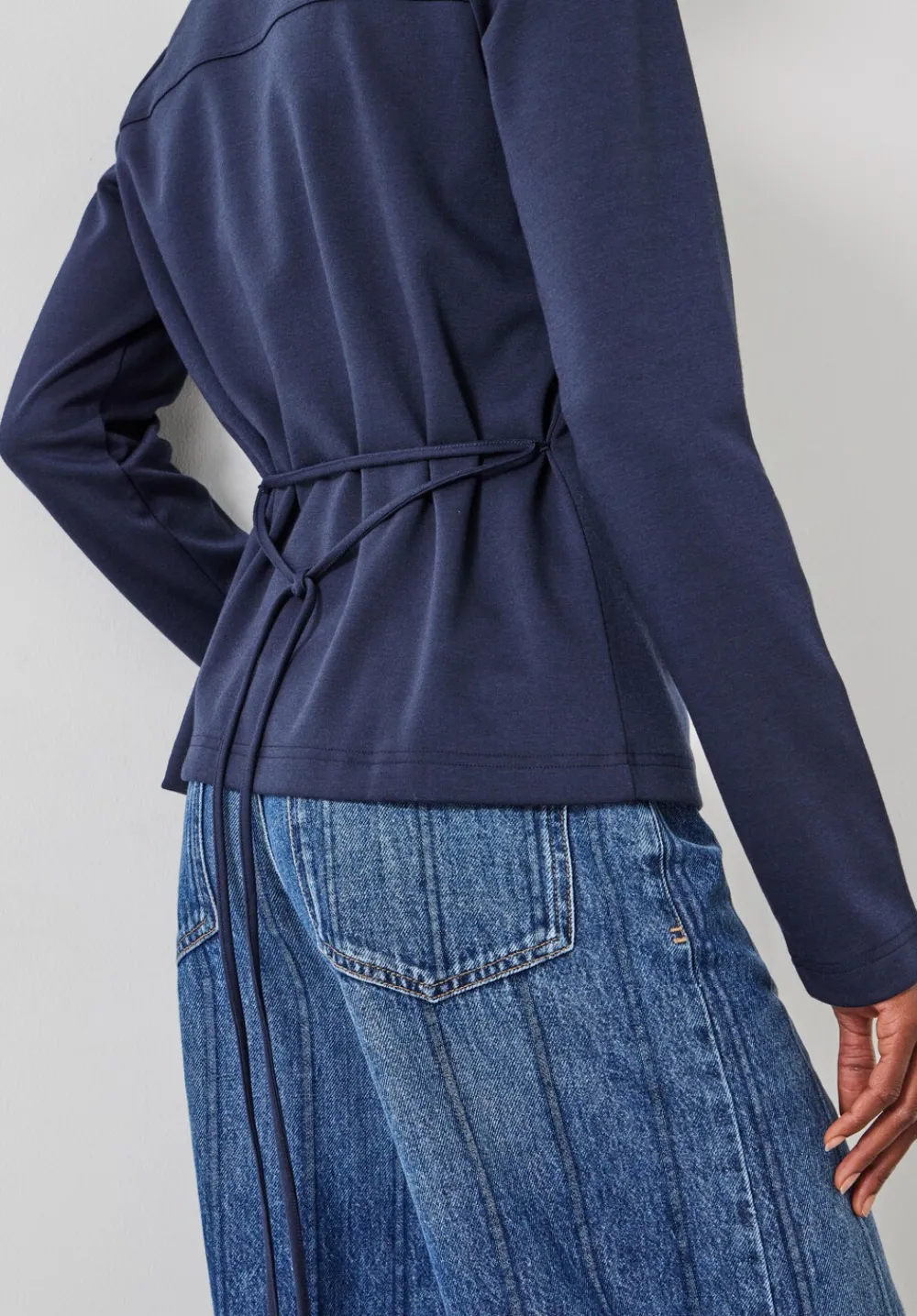 hush Tops & T-Shirts|Tie Back Seamed Top Midnight Navy