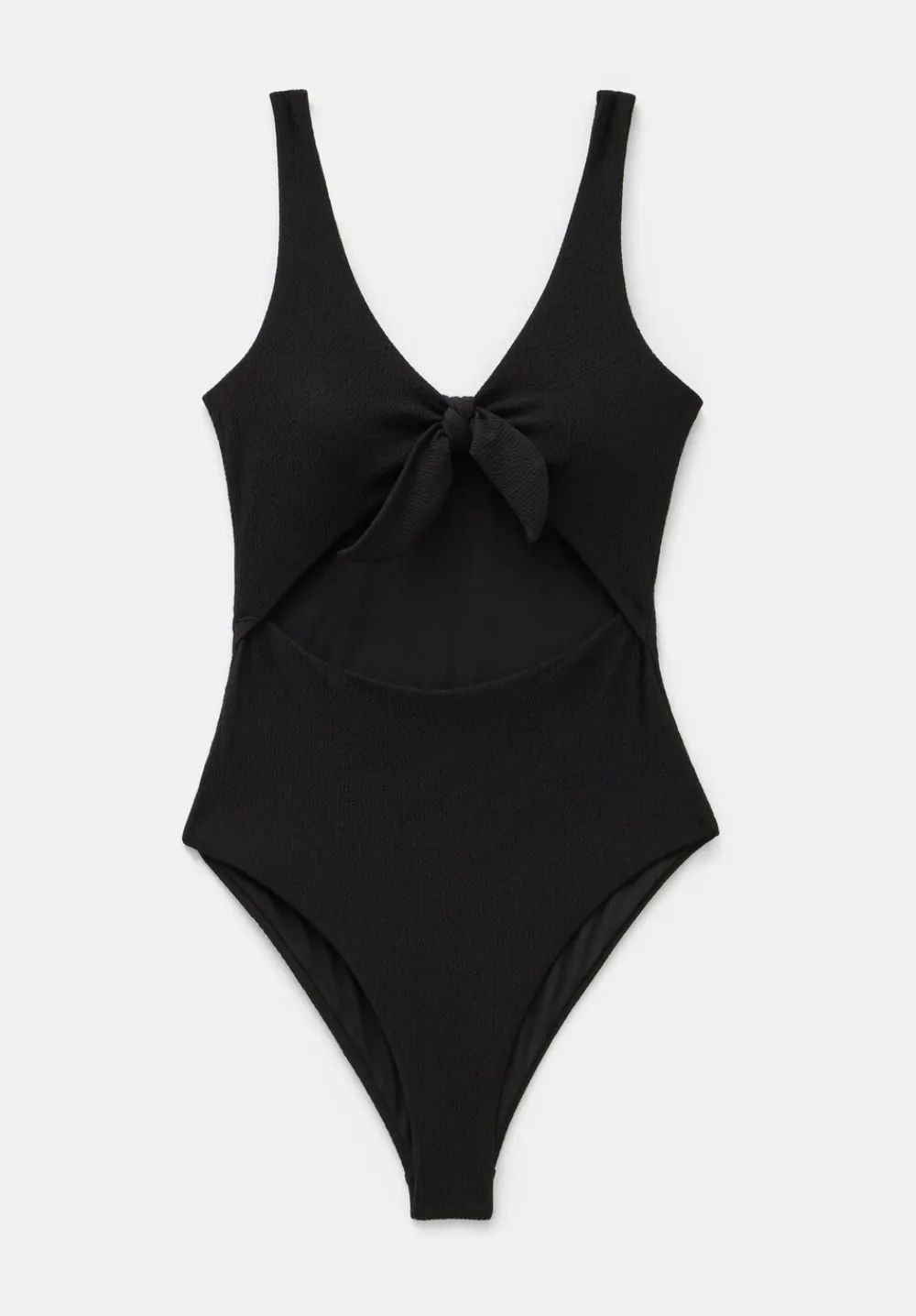 hush Swimwear & Beachwear|Tie Front Texture Swimsuit Black