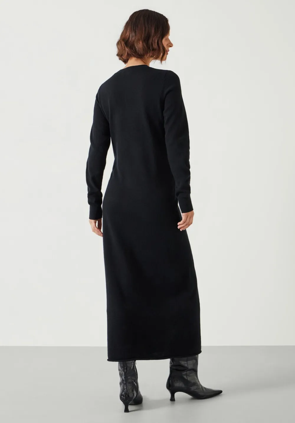 hush Dresses|Tilly Tie Waist Merino Wool Midi Dress Black