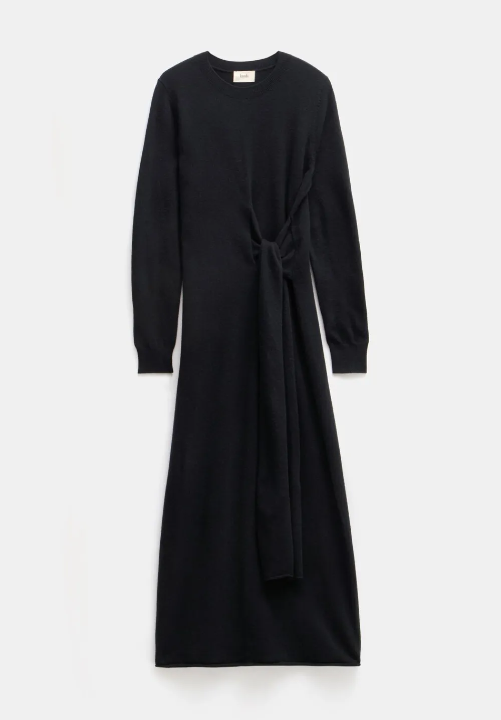 hush Dresses|Tilly Tie Waist Merino Wool Midi Dress Black