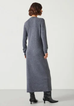 hush Dresses|Tilly Tie Waist Merino Wool Midi Dress Grey Marl