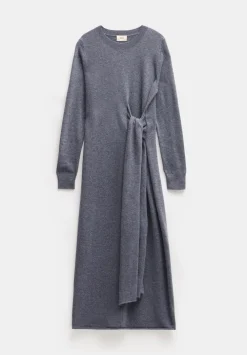 hush Dresses|Tilly Tie Waist Merino Wool Midi Dress Grey Marl