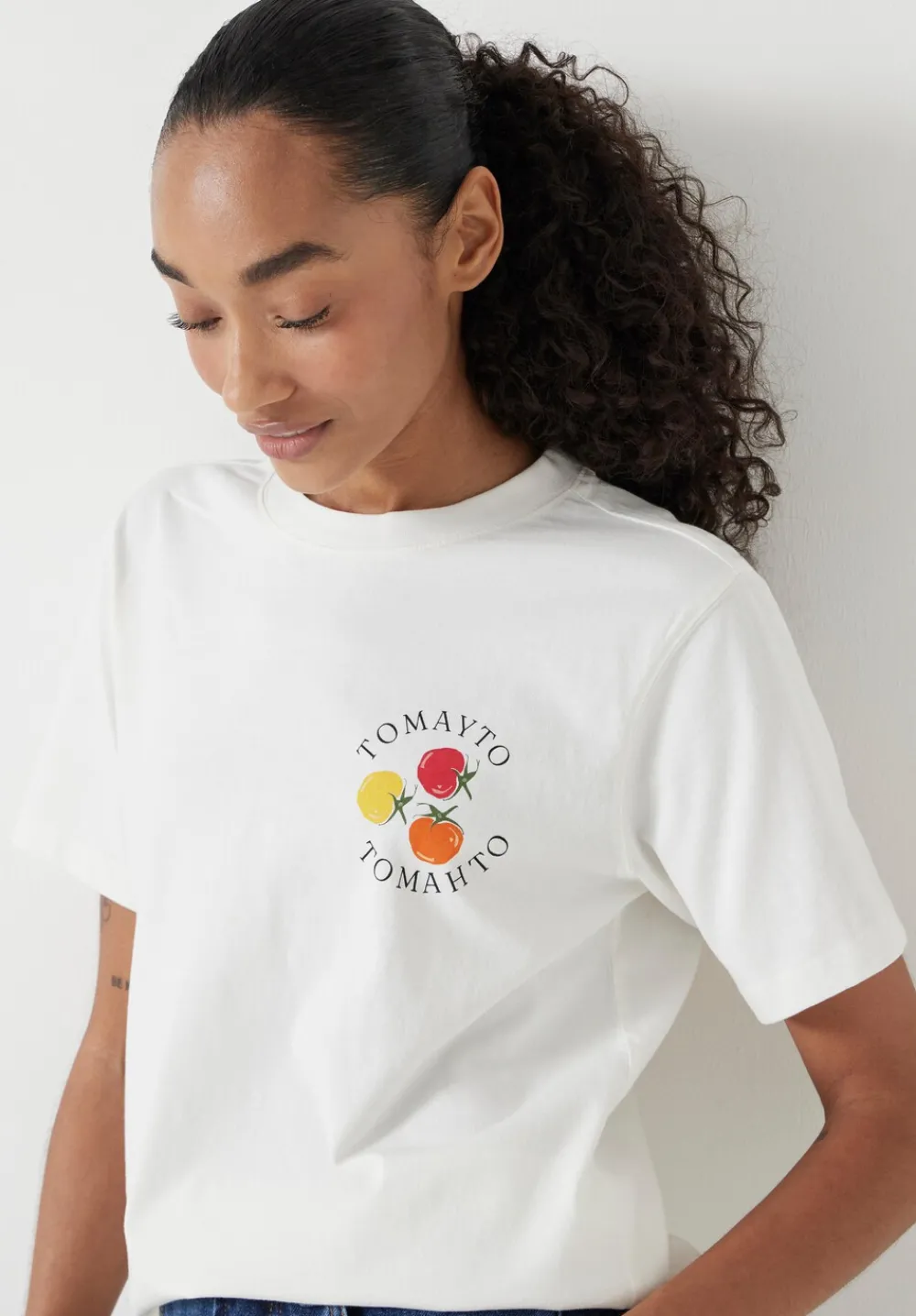 hush Tops & T-Shirts|Tomayto Tomahto Graphic T-Shirt Ecru