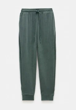 hush Trousers|Joggers & Leggings|Towelling Barrel Leg Pleat Joggers Sage Green
