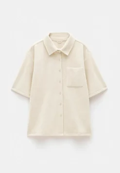 hush Tops & T-Shirts|Towelling Short Sleeve Shirt Stone White