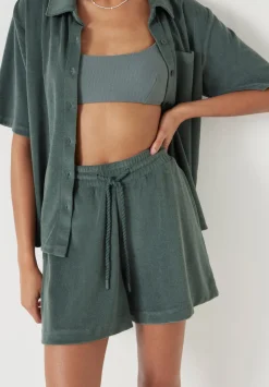 hush Shorts|Towelling Shorts Sage Green