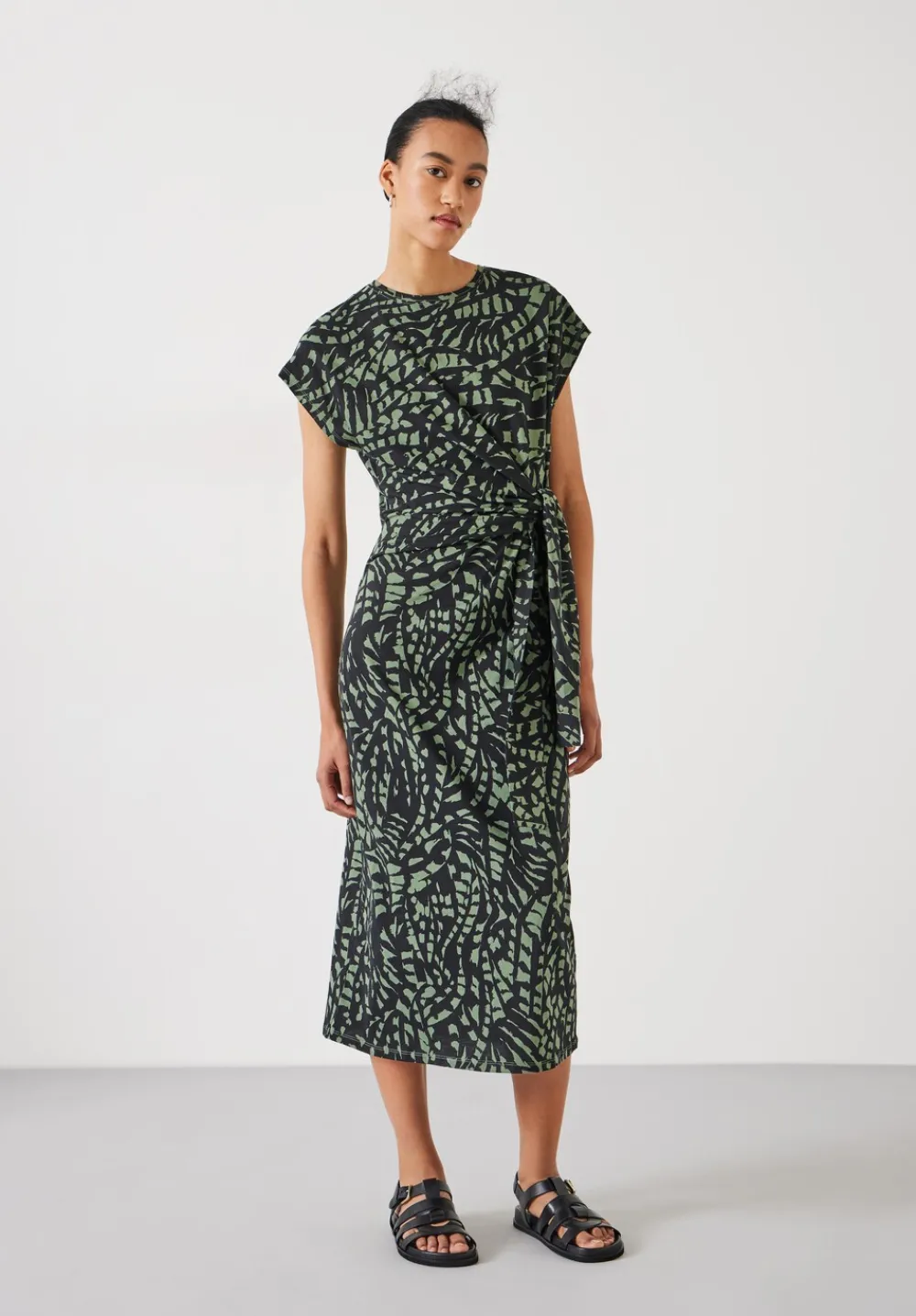 hush Dresses|Trinny Jersey Midi Dress Abstract Boho Charcoal