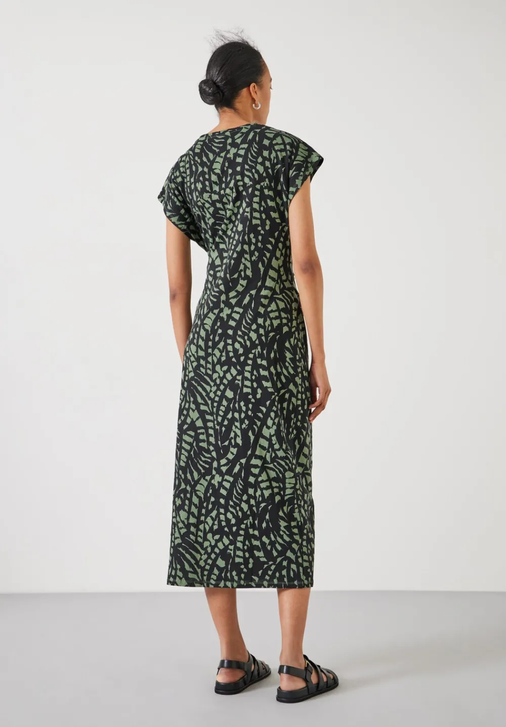hush Dresses|Trinny Jersey Midi Dress Abstract Boho Charcoal