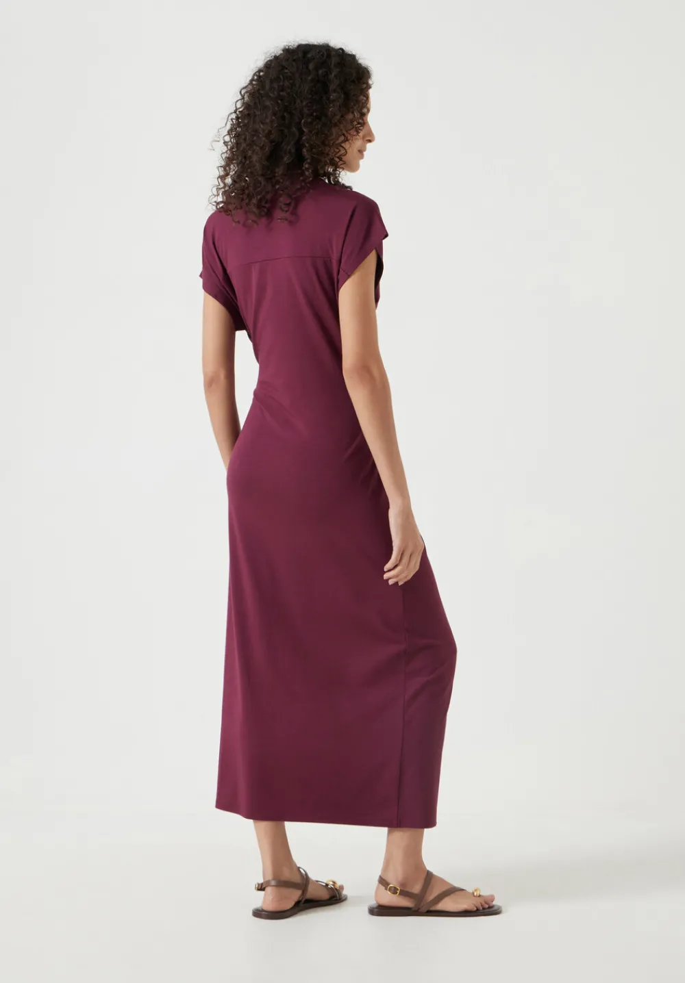hush Dresses|Trinny Jersey Midi Dress Maroon Red