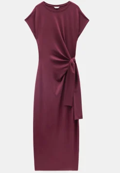 hush Dresses|Trinny Jersey Midi Dress Maroon Red