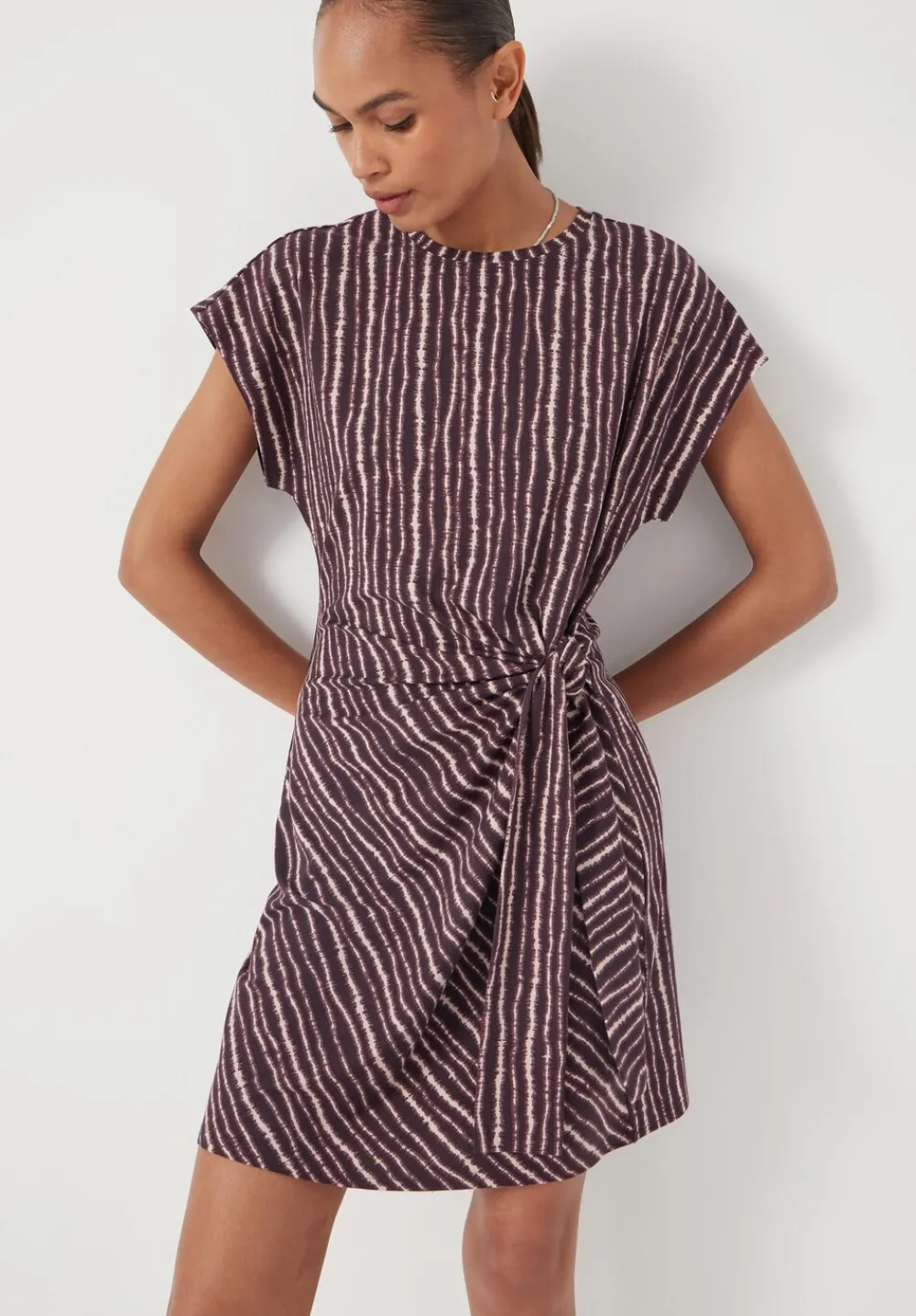 hush Dresses|Trinny Jersey Mini Dress Blurred Lines Brown