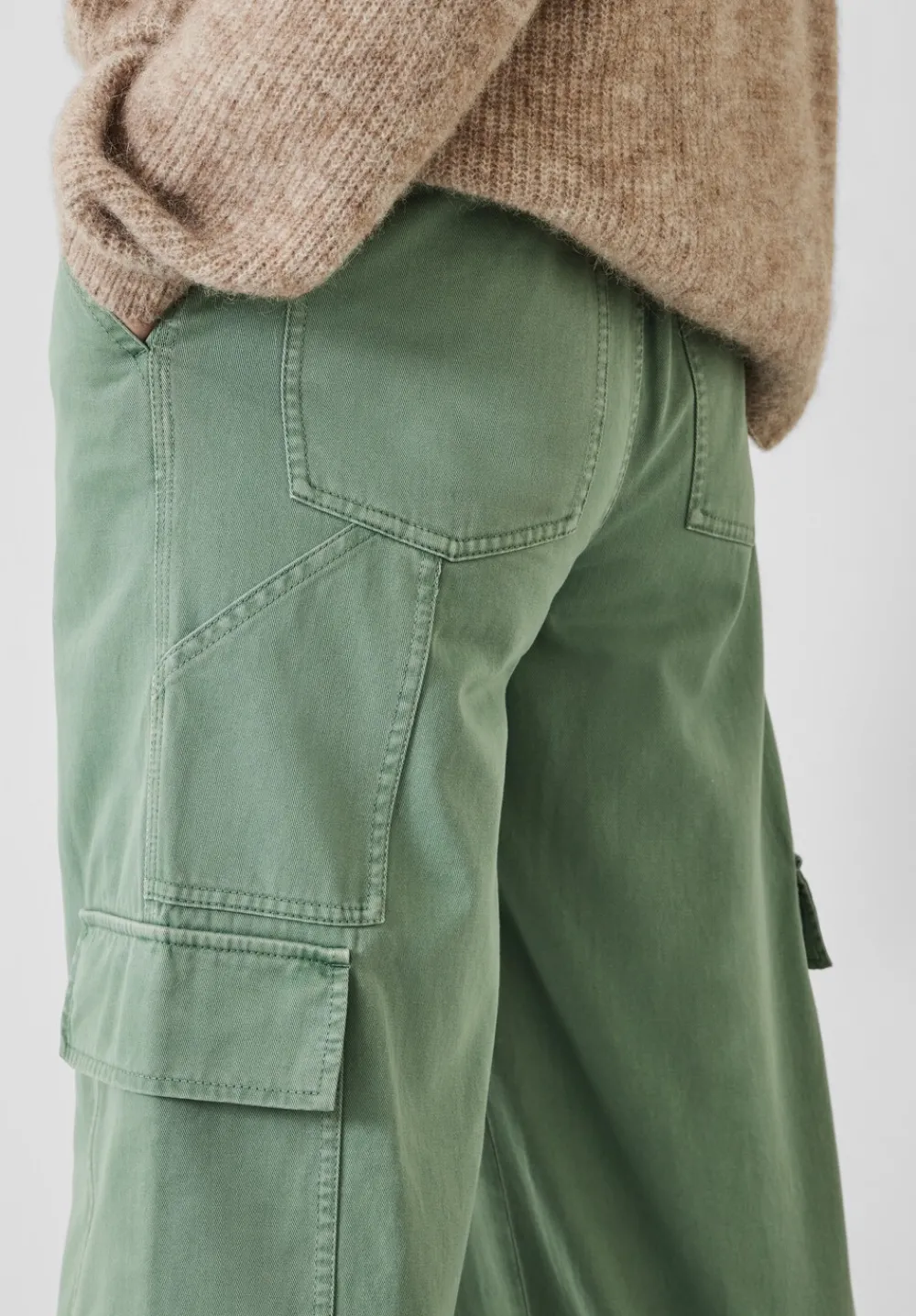 hush Trousers|Tulsy Wide Cargo Trousers Green