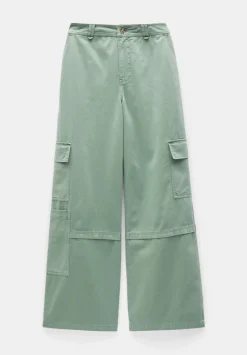 hush Trousers|Tulsy Wide Cargo Trousers Green