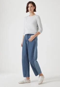 hush Jeans|Trousers|Two Tone Barrel Leg Jeans Blue Denim