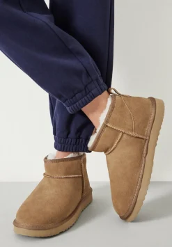 hush Slippers|Flats|Ultra Mini Sheepskin Boots Chestnut Beige