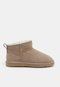 hush Slippers|Flats|Ultra Mini Sheepskin Boots Stone Beige