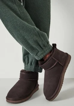 hush Slippers|Flats|Ultra Mini Sheepskin Boots Chocolate brown