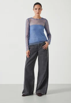 hush Tops & T-Shirts|Una Sparkle Long Sleeve Top Dusty Blue