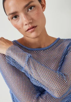 hush Tops & T-Shirts|Una Sparkle Long Sleeve Top Dusty Blue