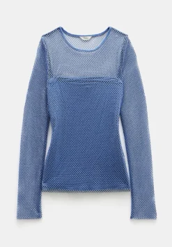 hush Tops & T-Shirts|Una Sparkle Long Sleeve Top Dusty Blue