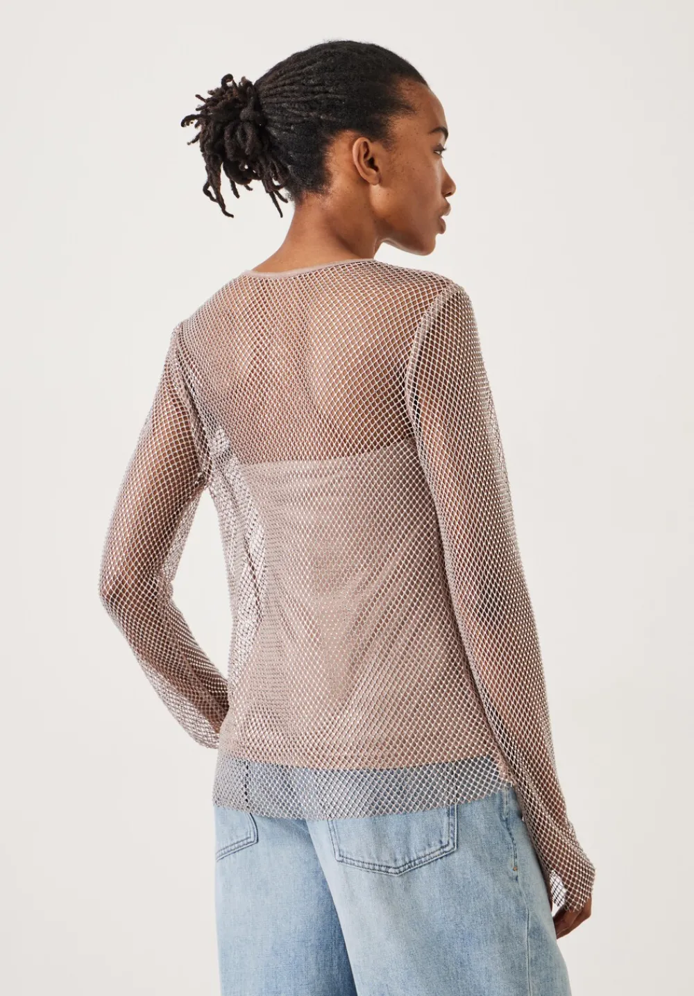 hush Tops & T-Shirts|Una Sparkle Long Sleeve Top Stone White