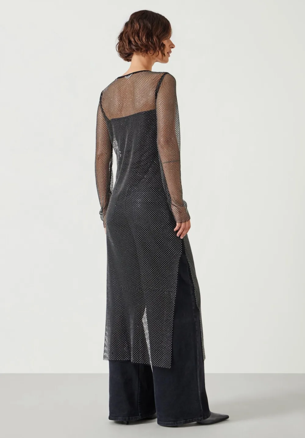 hush Tops & T-Shirts|Una Sparkle Longline Top Black