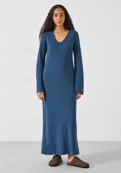 hush Dresses|Uralla Knitted Dress Mid Blue
