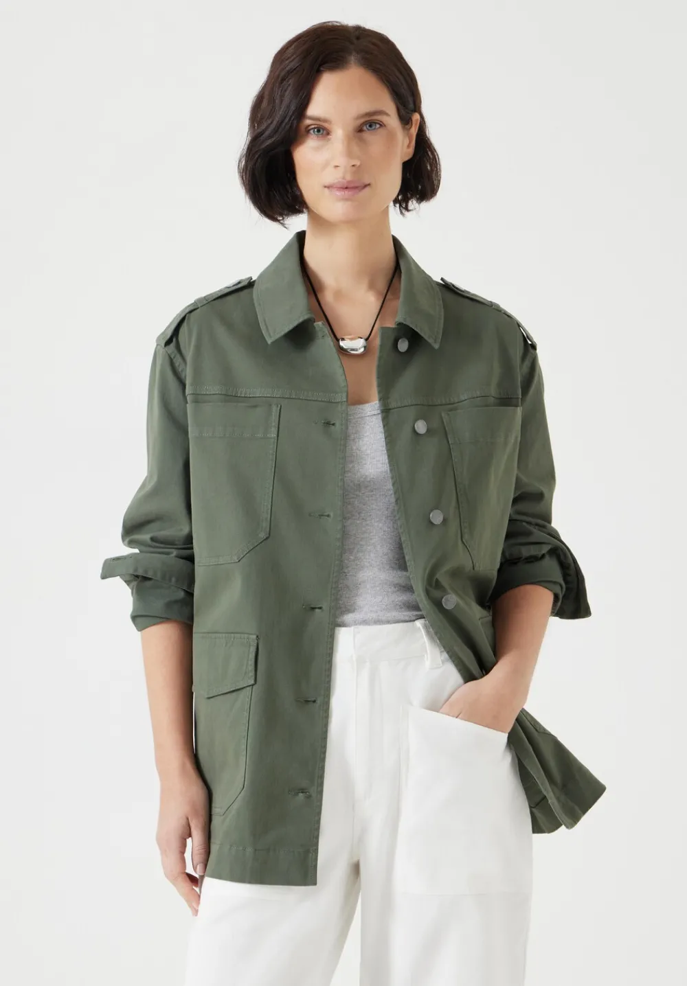 hush Jackets & Coats|Utility Jacket Khaki Green