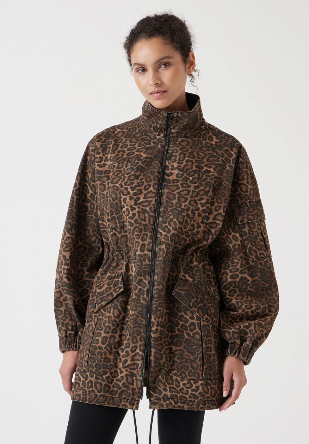hush Jeans|Jackets & Coats|Utility Parka Jacket Brown Leopard Print