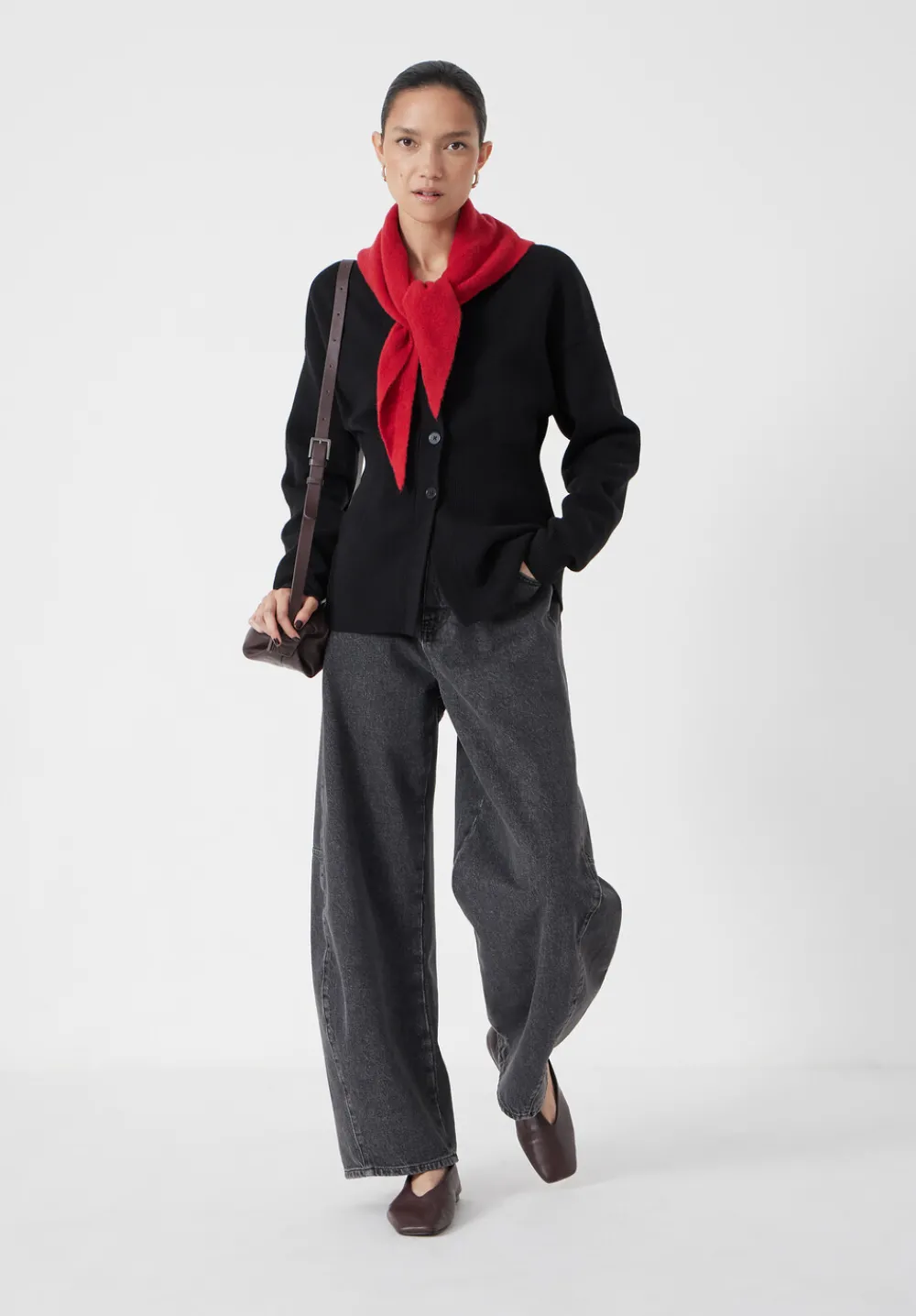 hush Jumpers & Cardigans|V Neck Ribbed Detail Cardigan with Wool Black