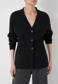 hush Jumpers & Cardigans|V Neck Ribbed Detail Cardigan with Wool Black