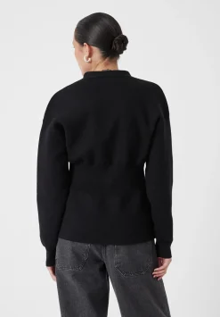hush Jumpers & Cardigans|V Neck Ribbed Detail Cardigan with Wool Black