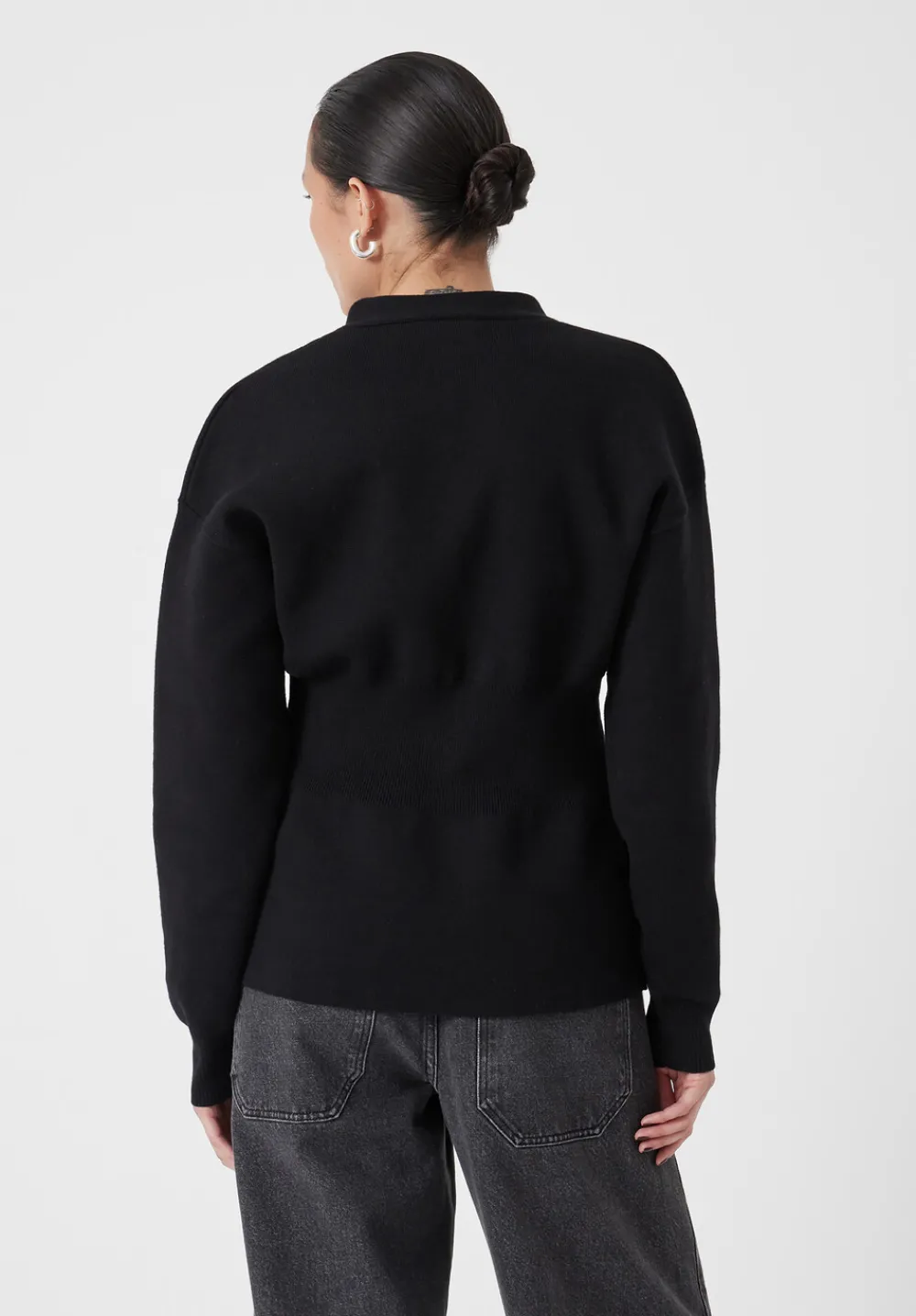 hush Jumpers & Cardigans|V Neck Ribbed Detail Cardigan with Wool Black