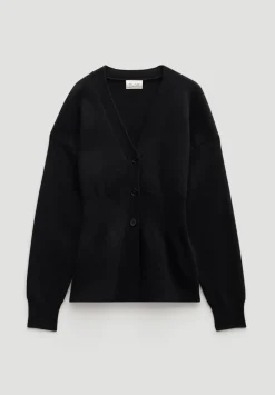 hush Jumpers & Cardigans|V Neck Ribbed Detail Cardigan with Wool Black