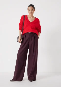hush Jumpers & Cardigans|V Neck Wool Blend Jumper Bright Red