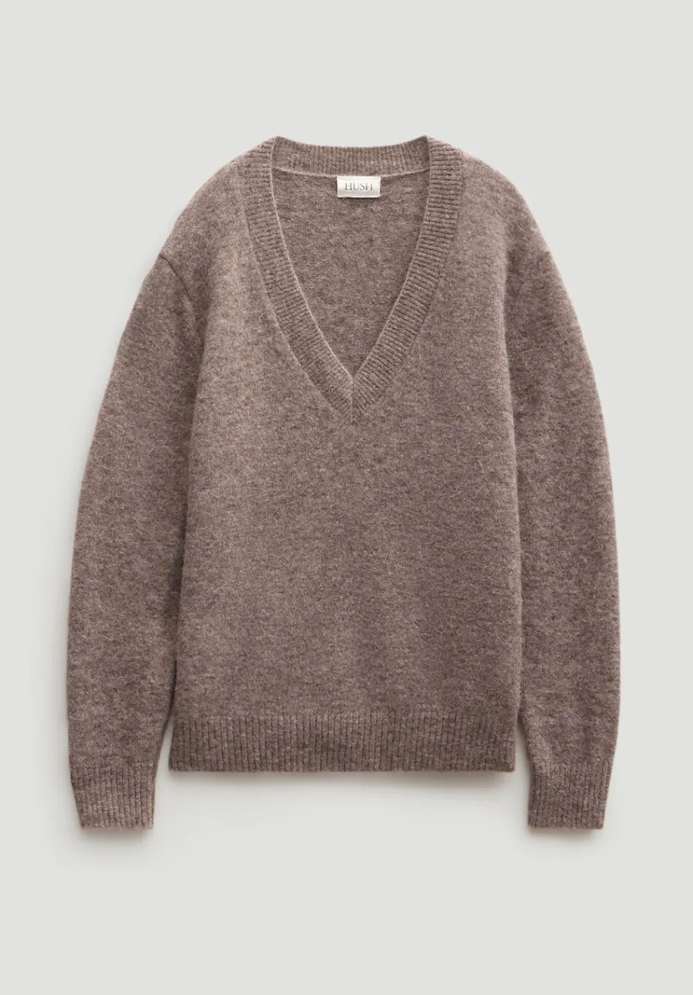 hush Jumpers & Cardigans|V Neck Wool Blend Jumper Walnut Brown