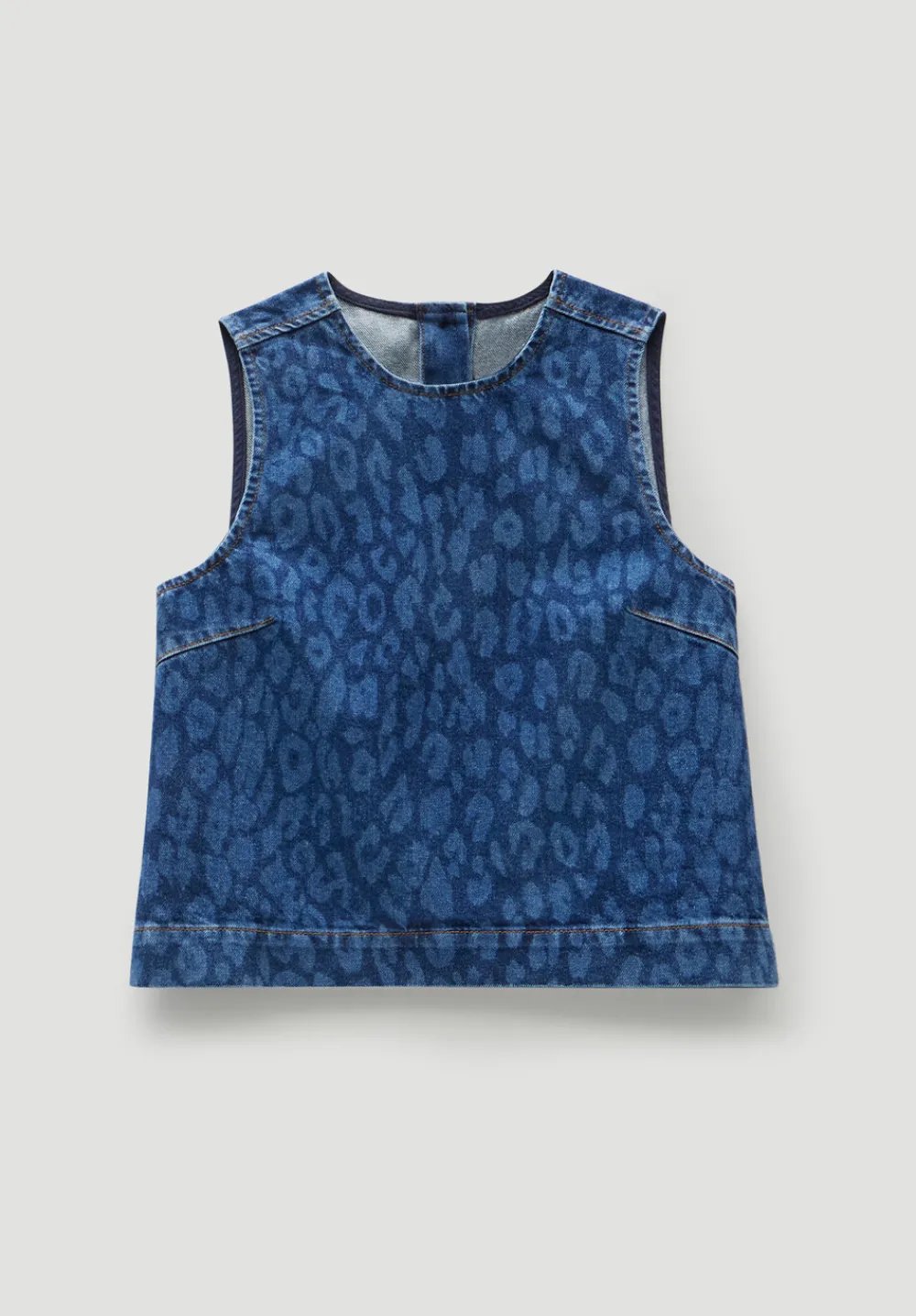 hush Tops & T-Shirts|Valerie Leopard Print Denim Shell Top Mid Blue