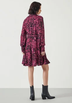 hush Dresses|Vanessa Mini Dress Oxblood Animal Print