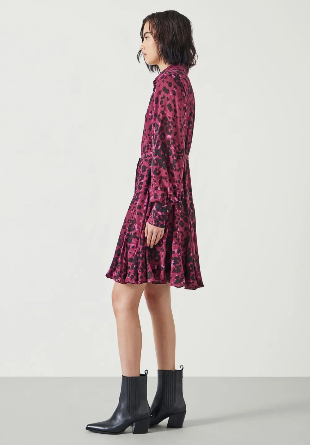 hush Dresses|Vanessa Mini Dress Oxblood Animal Print