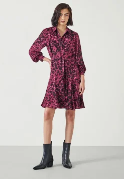 hush Dresses|Vanessa Mini Dress Oxblood Animal Print
