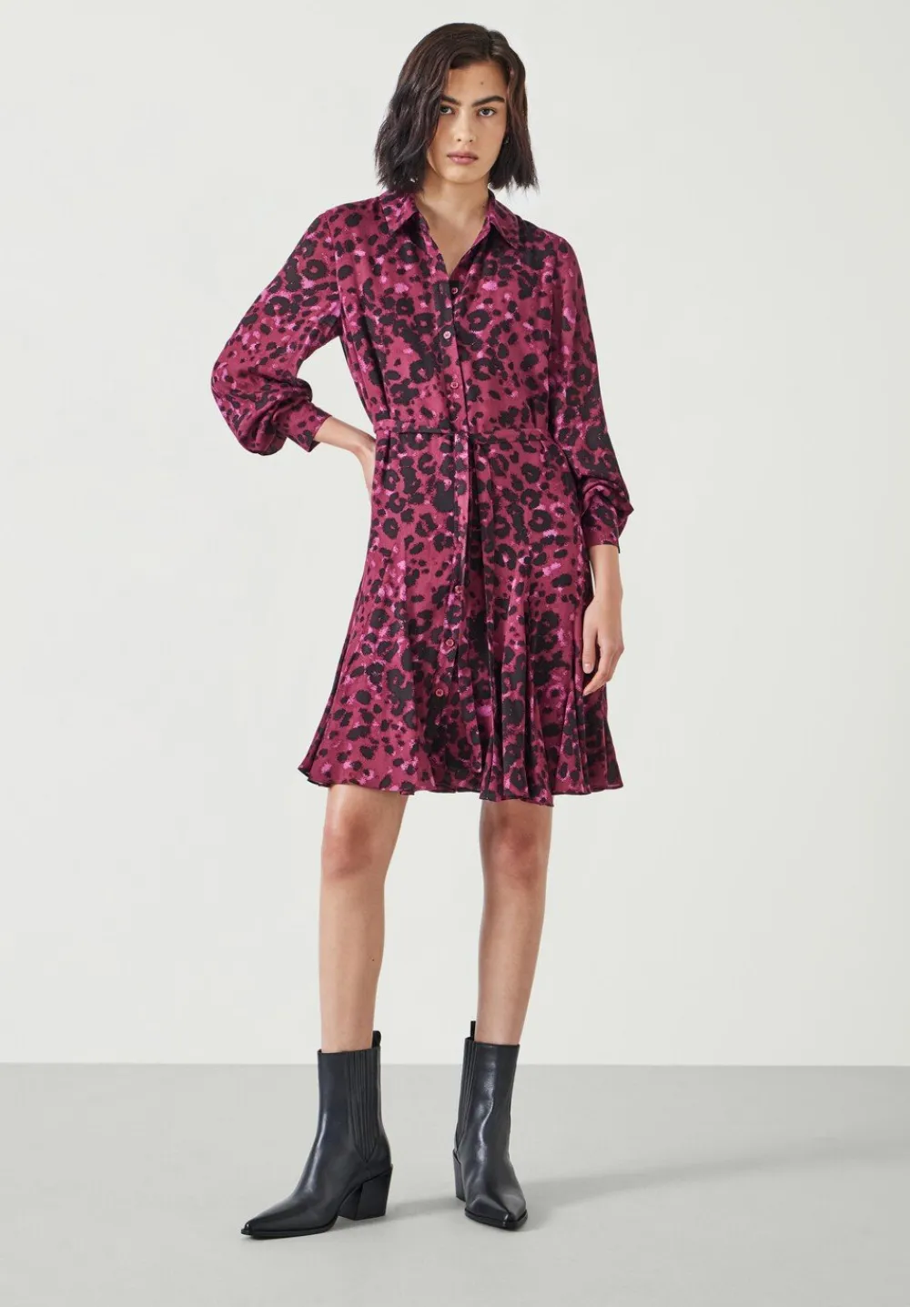 hush Dresses|Vanessa Mini Dress Oxblood Animal Print