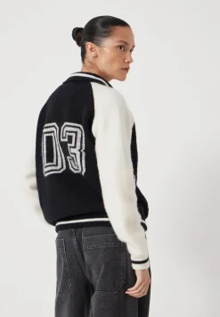 hush Jumpers & Cardigans|Varsity Logo Wool Blend Bomber Jacket Black/Ecru