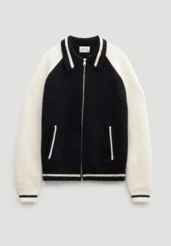 hush Jumpers & Cardigans|Varsity Logo Wool Blend Bomber Jacket Black/Ecru