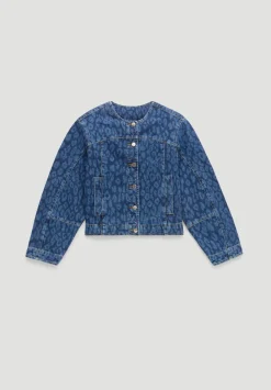 hush Jackets & Coats|Velma Leopard Print Denim Jacket Laser Leopard Print Mid Blue