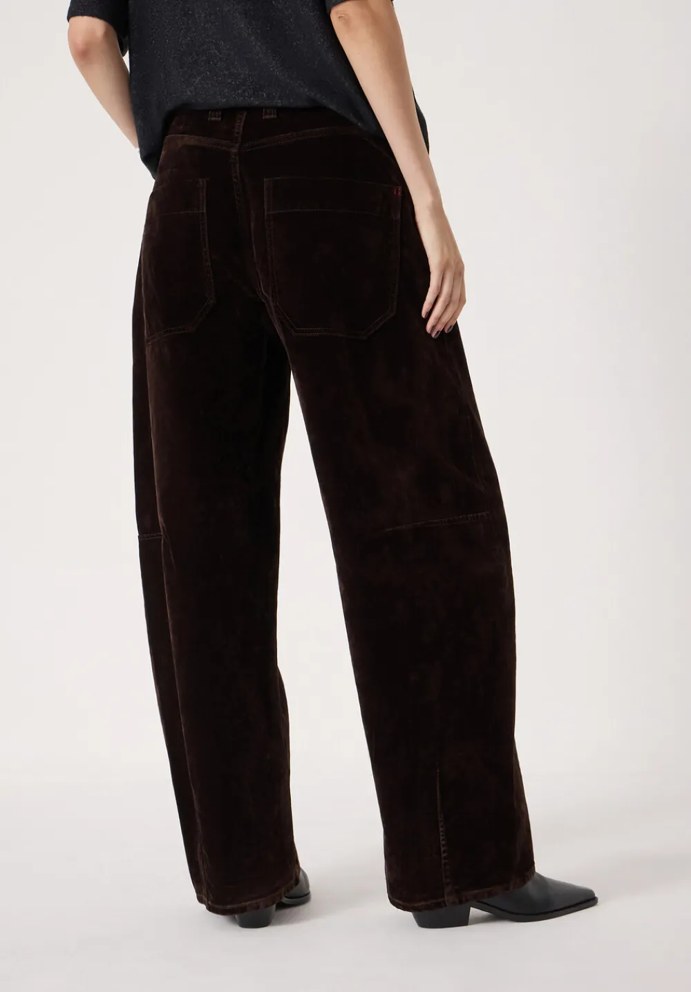 hush Jeans|Velvet Cropped Bree Barrel Leg Jeans Dark Brown